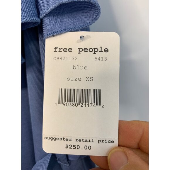 Free People Blue Coco Maxi Popover Dress XS Lightweight Boho Halter 7225 - Picture 6 of 9
